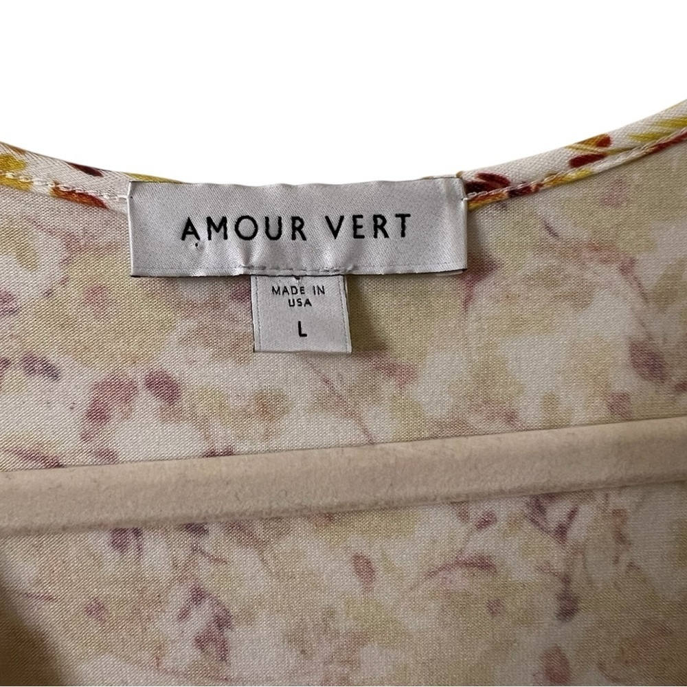 Amour Vert Cali Reverie Organic Cotton Jersey Midi Dress Yellow Floral Large - Picture 4 of 6